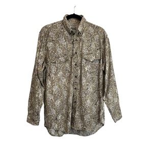 Vintage Express Rider Paisley Brown Long Sleeve Western Button Up Shirt Size M